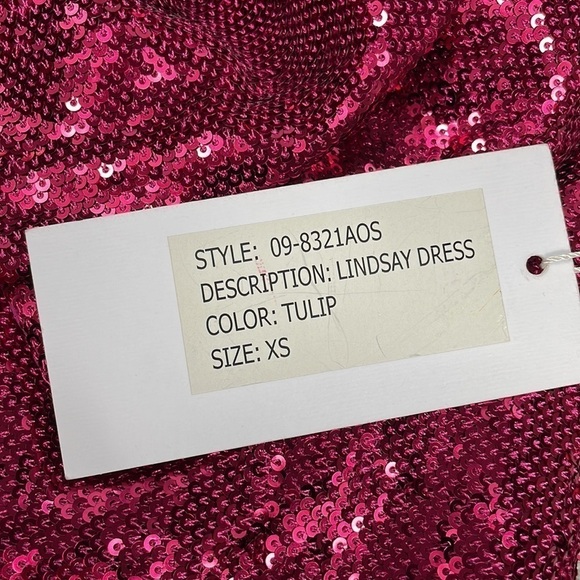 NWT Torn by Ronny Kobo Hot Pink Tulip Sequin Bow Front Lindsay Mini Dress XS - Picture 15 of 15